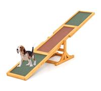 COSTWAY Bascule d'Agilité pour Chiens en Bois, Équipement d'Entraînement, Feutre d'Asphalte à Grain de Sable, Base Triangulaire Stable, Rampe pour Chien, 179 x 30 x 55 cm (Jaune)