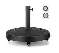 Costway Base/Pied De Parasol Rond 52cm En Résine Avec Roues Universelles Verrouillables,2 Poignées Rétractables Aux Poteaux 38/48 Mm Multicolore