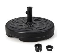 Costway Base/Pied De Parasol Rond Lestée 56cm En Hdpe Avec Réservoir Rechargeable Rempli D'eau/Sable 46kg Aux Poteaux 38/48 Mm Noir Multicolore