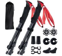 COSTWAY Bâton de Randonnée en Aluminium, Bâtons de Trekking Tri-Pliables Légers avec Verrouillage Rapide, Poignée en Mousse EVA, Sangle Réglable, Accessoires Tout-Terrain pour Ski Montagne