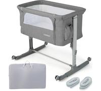 COSTWAY Berceau Cododo Bébé 5 Hauteurs Réglables Charge 9KG, Couffin Maille Respirante Sac de Voyage pour Bébé 0-6 Mois, Gris Clair