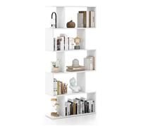 COSTWAY Bibliothèque 5 Niveaux - Patins Antidérapants, Dispositif Anti-basculement - Étagère de Rangement pour Salon, Bureau, Blanc
