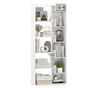COSTWAY Bibliothèque 6 Niveaux, Étagère en Bois avec 2 Kits Anti-Bascule, 11 Étagères Ouvertes, Meuble de Rangement Décorative pour Bureau, Salon, Chambre, 22 x 69 x 163 cm (Blanc)