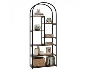 COSTWAY Bibliotheque 7 Niveaux Style Industriel, Étagère de Rangement Design Arqué, Meuble Présentoir Géométrique avec Structure Métallique pour Chambre Salon Bureau, 70 x 30 x 181,5 cm