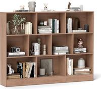 COSTWAY Bibliothèque à 10 compartiments, étagère sur pied à 3 niveaux, étagère cubique, étagère de bureau, étagère de rangement 140 x 24 x 104 cm (Nature)