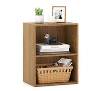 COSTWAY Bibliothèque à 2 Cubes Ouverts à 3 Niveaux (Naturel) | Organiseur de Rangement Autoportant avec Étagère Réglable à 5 Positions Grain de Bois, Etagère d'Affichage pour Salon Chambre