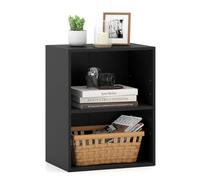COSTWAY Bibliothèque à 2 Cubes Ouverts à 3 Niveaux (Noir) | Organiseur de Rangement Autoportant avec Étagère Réglable à 5 Positions Grain de Bois, Etagère d'Affichage pour Salon Chambre