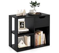 COSTWAY Bibliothèque à 3 Cubes avec Tiroir, Meuble de Rangement à 2 Niveaux, pour Maison, Bureau, Salon, Chambre, 30 x 60 x 53 cm (Noir)