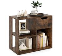 COSTWAY Bibliothèque à 3 Cubes avec Tiroir, Meuble de Rangement à 2 Niveaux, pour Maison, Bureau, Salon, Chambre, 30 x 60 x 53 cm (Marron Rustique)