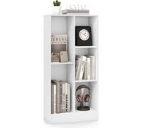 COSTWAY Bibliothèque à 5 compartiments, étagère sur pied, étagère cubique, étagère de bureau, étagère de rangement 50 x 24 x 104 cm (Blanc)