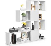 COSTWAY Bibliothèque à 5 étages, étagère de séparation en bois, étagère d'escalier indépendante, étagère sur pied pour salon & chambre, bureau, blanc