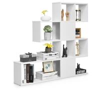 CostwayBibliothèque à 5 Niveaux 120x19,5x109 CM Étagère de Rangement avec Dispositif Anti-basculement et Patins Antidérapants Blanc