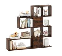 COSTWAY Bibliothèque à 5 Niveaux en Forme de S, 6 Compartiments, Étagère de Rangement, Meuble Escalier pour Salon Bureau Chambre (19,5 x 120 x 109 cm,Marron Rustique)