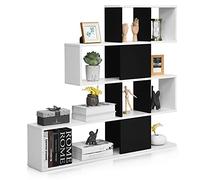 COSTWAY Bibliothèque à 5 Niveaux en Forme de S (Noir+Blanc)
