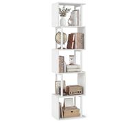 COSTWAY Bibliothèque à 5 Niveaux, Meuble de Rangement Ouvert Géométrique en Forme de S avec Cadre Métallique Robuste, Étagère à Livres pour Salon Chambre Bureau, 38 x 23 x 147 cm (Blanc)