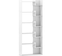 COSTWAY Bibliothèque à 6 étages, étagère en bois avec 2 sécurités anti-basculement, étagère d'exposition, étagère sur pied étagère de rangement, 69x22x163cm, blanc