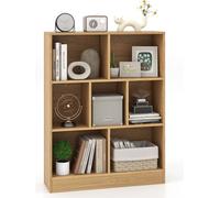 COSTWAY Bibliothèque à 7 compartiments, étagère sur pied à 3 niveaux, étagère cubique, étagère de bureau, étagère de rangement 80 x 24 x 104 cm (Nature)