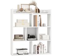 COSTWAY Bibliothèque à 7 cubes avec dos ouvert, bibliothèque horizontale en bois, étagère indépendante avec protection anti-basculement, étagère blanche