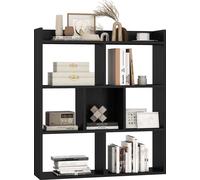 COSTWAY Bibliothèque à 7 cubes avec dos ouvert, bibliothèque horizontale en bois, étagère indépendante avec protection anti-basculement, étagère