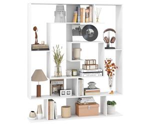 COSTWAY Bibliothèque à 7 Niveaux, Bibliothèque Géométrique avec 2 Kits Anti-Basculement, Organisateur de Rangement sur Pied, Etagère d'Affichage Ouverte, pour Bureau, Salon, Chambre (Blanc)