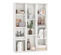 CostwayBibliothèque Géométrique à 11 Cubes Moderne Vitrine Ouverte Multifonctionnelle pour Rangement des Livres avec Kits Anti-basculement Blanc