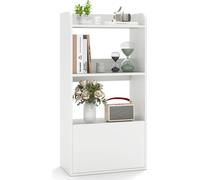 COSTWAY Bibliothèque avec tiroir, bibliothèque indépendante avec 3 étagères ouvertes, étagère d'exposition avec protection anti-basculement, étagère de rangement Blanc