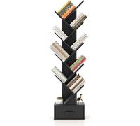 COSTWAY Bibliothèque avec tiroir, étagère sur pied à 8 étages, en forme d'arbre, étagère pour CD et DVD, pour chambre à coucher, salon et bureau à domicile, 38 x 21,5 x 149,5 cm (Noir)