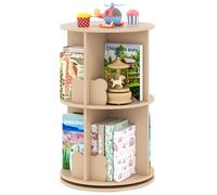 COSTWAY Bibliothèque d’Angle Ronde et Rotative pour Enfants à 2 Niveaux Étagère de Rangement Pivotante à 360° 40 x 65 cm Naturel