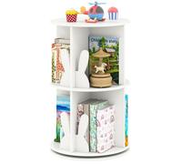 COSTWAY Bibliothèque d’Angle Ronde et Rotative pour Enfants à 2 Niveaux Étagère de Rangement Pivotante à 360° 40 x 65 cm Blanc