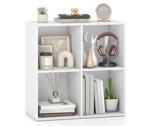 COSTWAY Bibliothèque en Bois avec 4 Compartiments, 60 x 30 x 60 cm | Étagère de Rangement à Cases avec Anti-Basculement et Montage Facile, Meuble Cube Ouvert pour Bureau, Chambre et Salon