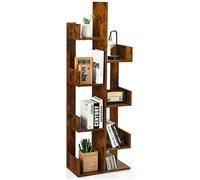 CostwayBibliothèque en Forme d'Arbre à 8 Niveaux Étagère de Rangement Etagère à Livres avec Dispositif Anti-basculement Marron