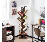 COSTWAY Bibliothèque en forme d'arbre, étagère sur pied à 8 étages avec tiroir, étagère de rangement, étagère pour CD et DVD, pour le salon, le bureau, marron