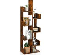 COSTWAY Bibliothèque en forme d'arbre, étagère sur pied avec 8 compartiments, étagère, étagère de rangement pour salon, chambre, bureau, 50 x 25 x 145 cm (brun vinta)