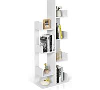 COSTWAY Bibliothèque en forme d'arbre, étagère sur pied avec 8 compartiments, étagère, rangement pour salon, chambre, bureau, 50 x 25 x 145 cm (blanc)