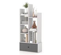 COSTWAY Bibliothèque en forme d'arbre, étagère sur pied avec tiroir, étagère à 7 compartiments, étagère de rangement pour salon, chambre à coucher, 53 x 24 x 118 cm (Blanc)