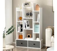 COSTWAY Bibliothèque en forme d'arbre, étagère sur pied avec tiroirs, étagère à 12 compartiments, étagère de rangement pour salon, chambre à coucher, 80 x 24 x 132 cm (Blanc)