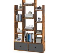 COSTWAY Bibliothèque en forme d'arbre, étagère sur pied avec tiroirs, étagère avec 12 compartiments, étagère de rangement pour le salon, la chambre à coucher, 80 x 24 x 132 cm (brun vinta)