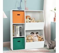 COSTWAY Bibliotheque Enfant - 2 Paniers de Rangement, Meuble de Rangement pour Enfant - 3 Cubes, 2 Grandes Boîtes Rangement Ouvertes