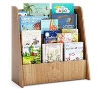 COSTWAY Bibliothèque Enfant en Bois à 4 Niveaux de Compartiments Ouverts, Étagère à Livres avec Patins Antidérapants, Meuble Rangement Jouet Montessori pour Bureau Chambre d’Enfant, 57,5x26,5x59cm