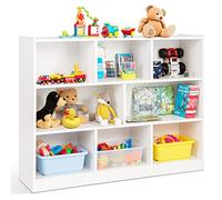 COSTWAY Bibliothèque Enfants à 3 Niveaux avec 8 Cases, Étagère à Livres Enfant avec Espace de Rangement, Idéal pour Chambre d’Enfants, Salon, Charge 60kg, 122 x 32 x 93 CM