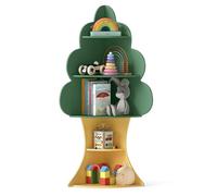 COSTWAY Bibliothèque Enfants en Forme Arbre avec 5 Compartiments,Étagère d'angle Enfant avec Dispositif Anti-basculement & Base Stable, Étagère de Rangement pour Jouet Livres, Charge 30kg