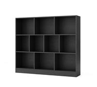 COSTWAY Bibliothèque Étagère à 10 Compartiments Ouverts, Meuble de Rangement à 3 Niveaux, Kits Anti-basculement, Bibliothèque de Cloison Séparateur, pour Salon, Chambre, Bureau (Noir)