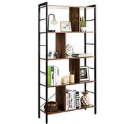 COSTWAY Bibliothèque Étagère à 5 Niveaux, Meuble de Rangement sur Pieds, Montage Facile, Style Industriel, Idéal pour Salon, Bureau, Chambre, 74 x 30 x 155 cm