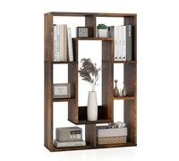 COSTWAY Bibliothèque, Étagère à 7 Compartiments Ouvertes, Bibliothèque de Cloison, Meuble de Rangement pour Salon, Chambre, Bureau, 20 x 60 x 90 cm (Marron Rustique)