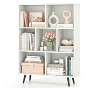 COSTWAY Bibliothèque Étagère à 7 Cubes, Étagère de Rangement Scandinave avec 4 Pieds Métalliques Effilés, Organisateur Autoportante avec 2 Kits Anti-basculement pour Salon, Bureau, Chambre, Blanc