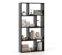 COSTWAY Bibliothèque Étagère à 8 Compartiments Ouvertes, Meuble de Rangement avec Kits Anti-basculement, Bibliothèque de Cloison pour Salon, Chambre, Bureau, 20 x 60 x 120 cm (20 x 60 x 120 cm,Noir)