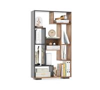 COSTWAY Bibliothèque Étagère à 9 Compartiments Ouvertes, Meuble de Rangement avec Kits Anti-basculement, Bibliothèque de Cloison pour Salon, Chambre, Bureau, 20 x 70 x 120 cm (Noir + Naturel)
