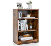 COSTWAY Bibliothèque, Étagère de Rangement Scandinave, Hauteurs Réglable 18 Positions, Dispositif Anti-Renversement,Meuble Cube pour Bureau, Salon, 50 x 30 x 75 cm (Marron Rustique)