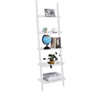 COSTWAY Bibliothèque Étagère de Style Echelle avec 5 Niveaux de Rangement pour Salon, Chambre 49 x 33 x 191cm Scandinave Blanc