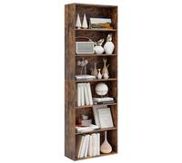 COSTWAY Bibliothèque, Étagère Ouverte 6 Niveaux, Range-Livres au Sol, 178 cm de Haut, 2 Kits Anti-basculement, Meuble Case de Rangement, pour Salon, Chambre, Salle à Manger, Bureau (Marron Rustique)
